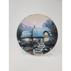 VINTAGE THOMAS KINKADE LIMITED EDITION COLLECTOR'S PLATE CANDLELIT COTTAGE 1991